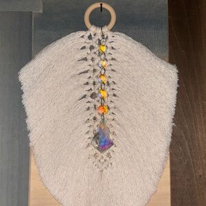 Handmade Macrame Wall Hanging with Crystal Beads